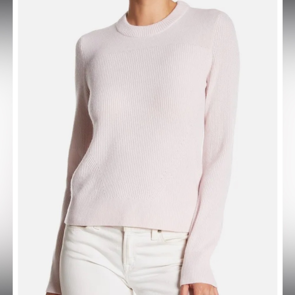 Rag and Bone Ace 100% Cashmere Light Pink Ribbed Sweater Size Small